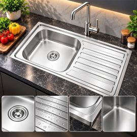 Ortiz Kitchen Sink 750x400mm Single Drop In Stainless Steel