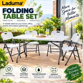 Laduma White HDPE Folding Table ( Chair Are Not included )